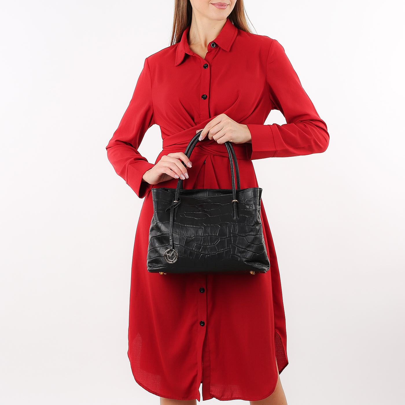 Сумка с отделкой под крокодиловую кожу Marina Volpe Adele