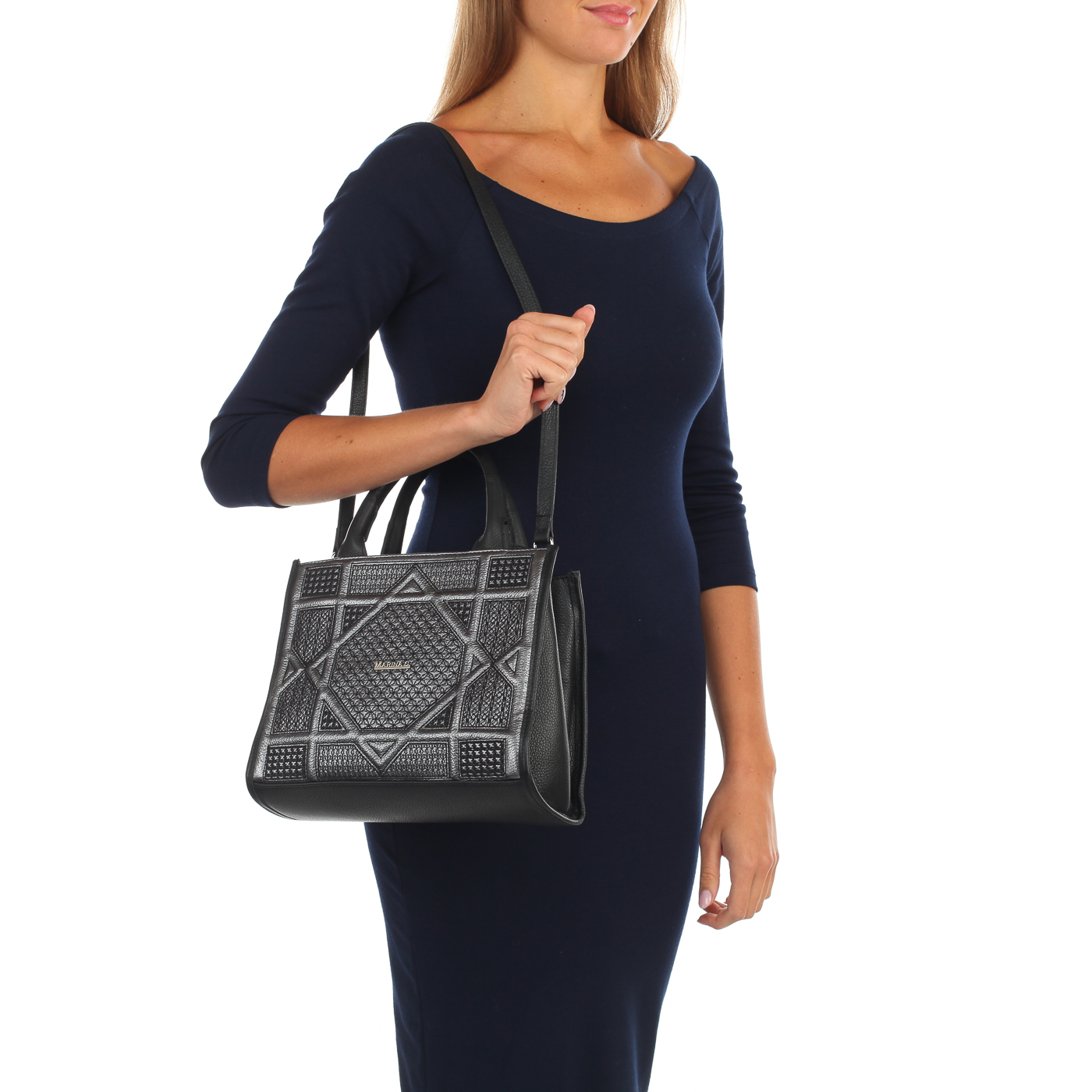 Сумка из черной кожи Marina Creazioni 