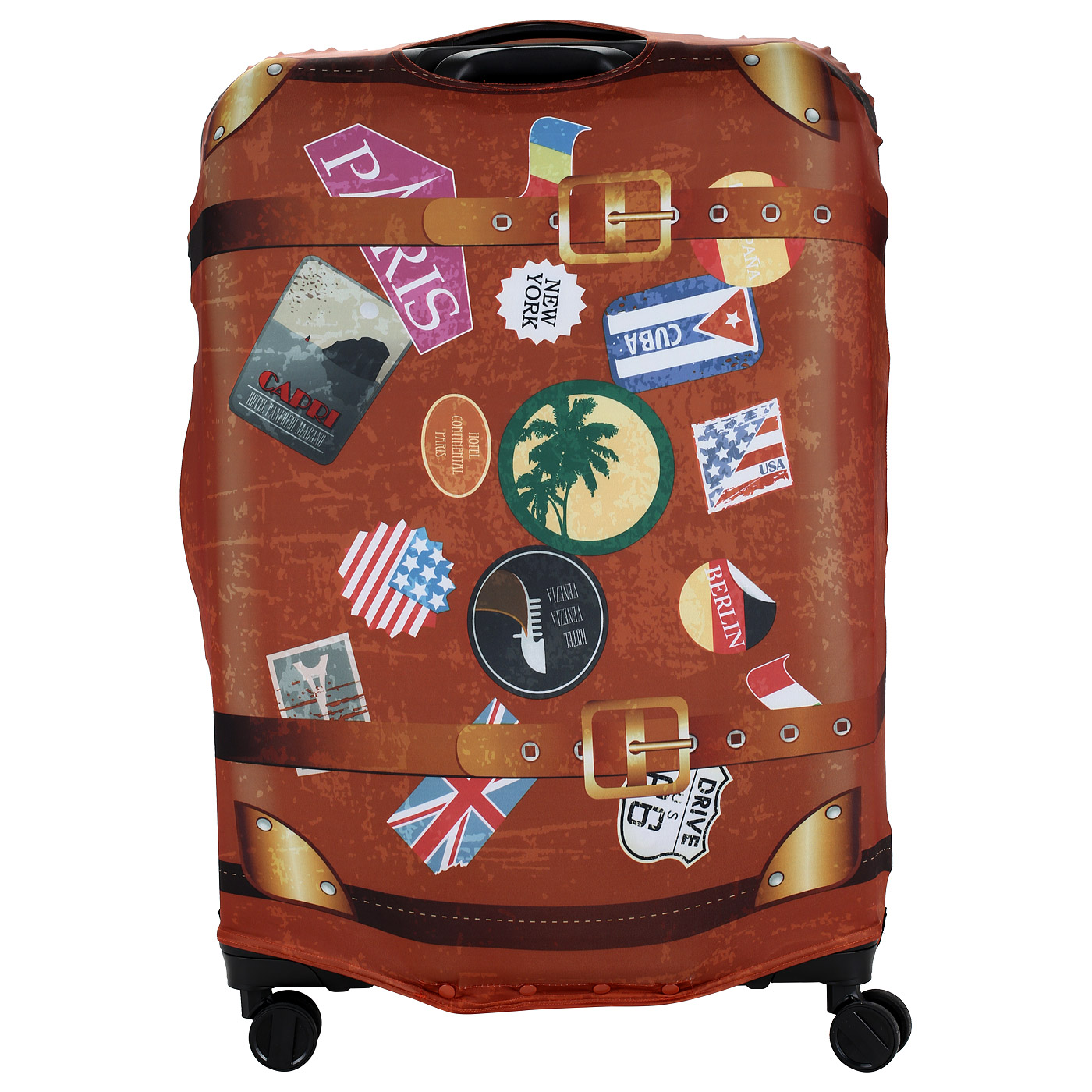 Красочный чехол для крупного чемодана Eberhart Retro Case Stickers