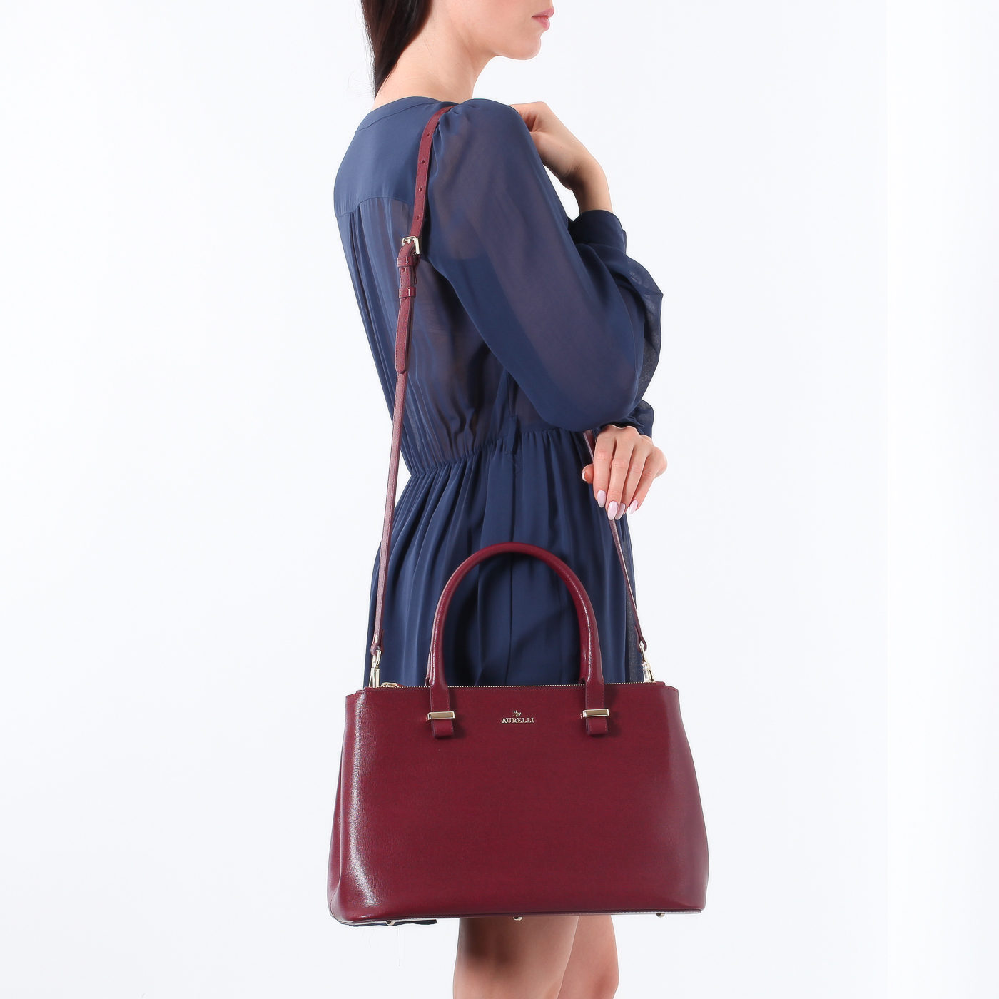 Сафьяновая сумка-тоут Aurelli 