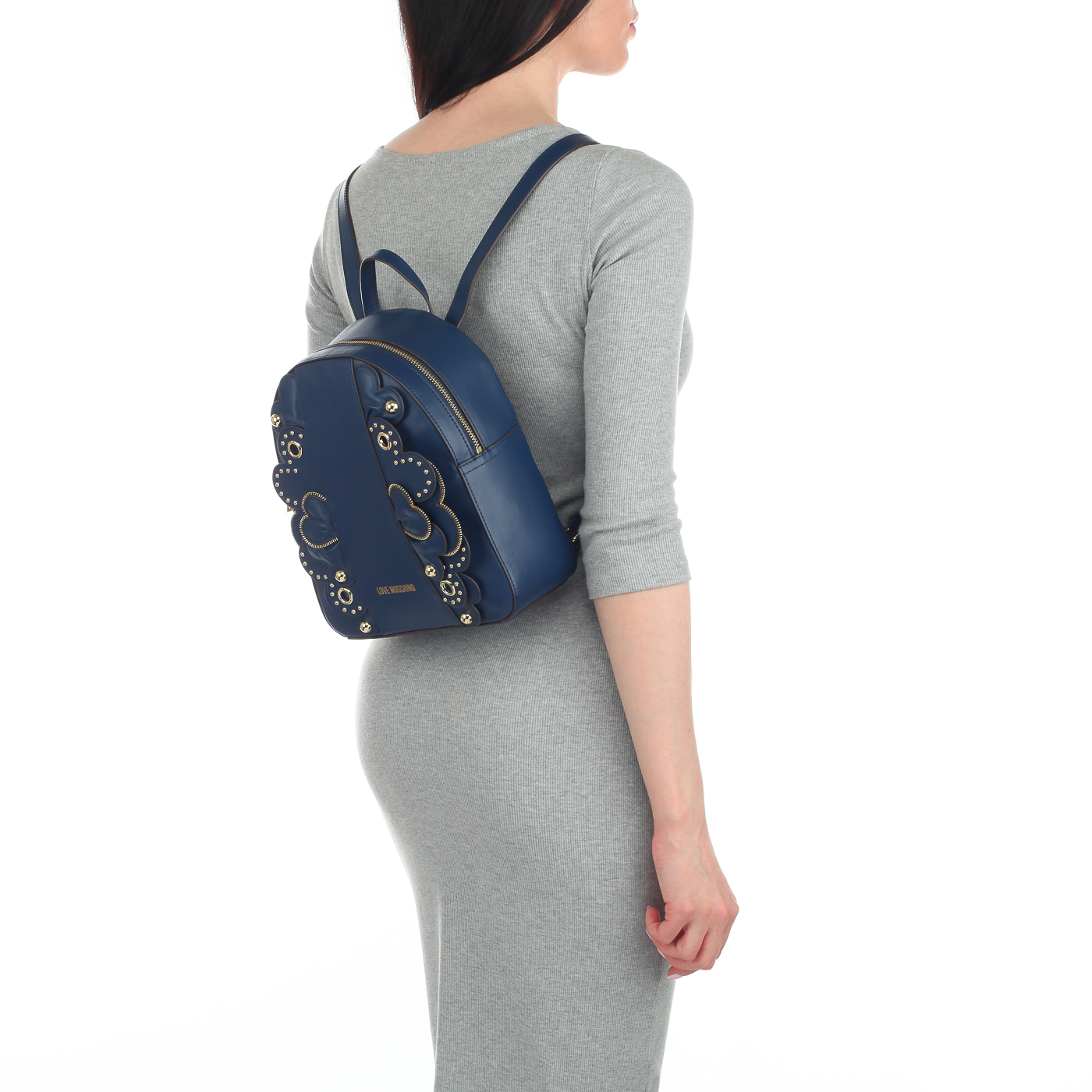 Женский кожаный рюкзак с декором Love Moschino Heart Rouge