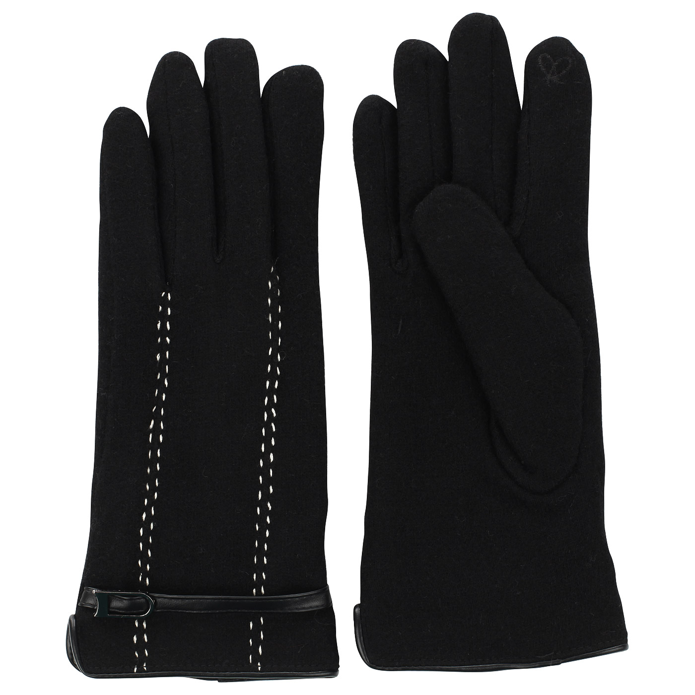 Черные перчатки с отделкой Pia Rossini 