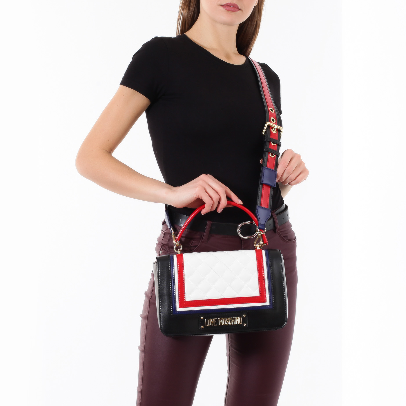 Сумка-мессенджер Love Moschino Striped Quilted