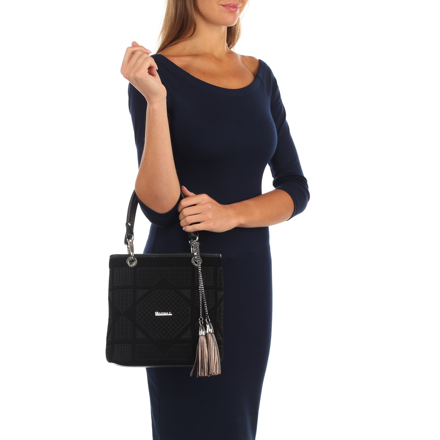 Комбинированная сумочка на молнии Marina Creazioni 