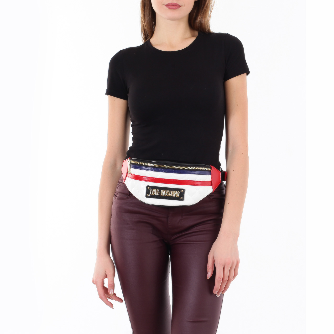 Стеганая поясная сумочка Love Moschino Striped Quilted