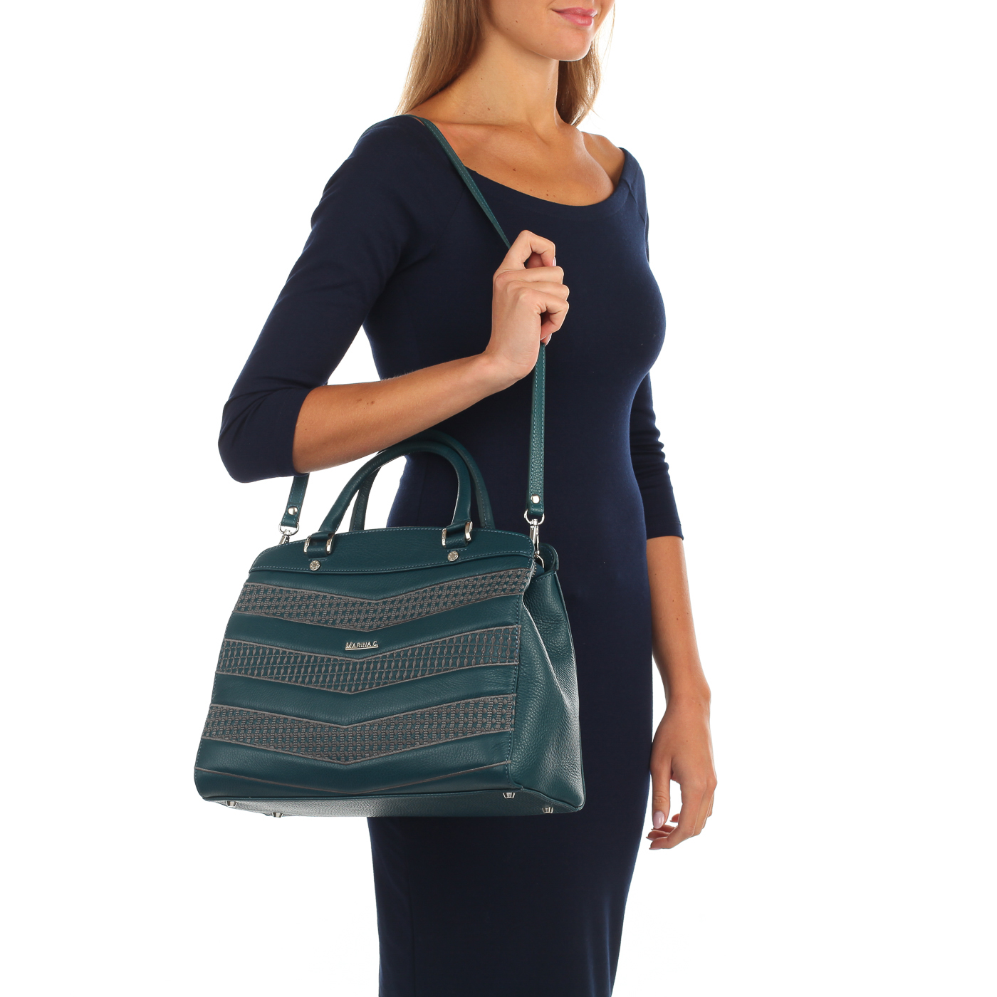 Кожаная сумка с вышивкой Marina Creazioni 