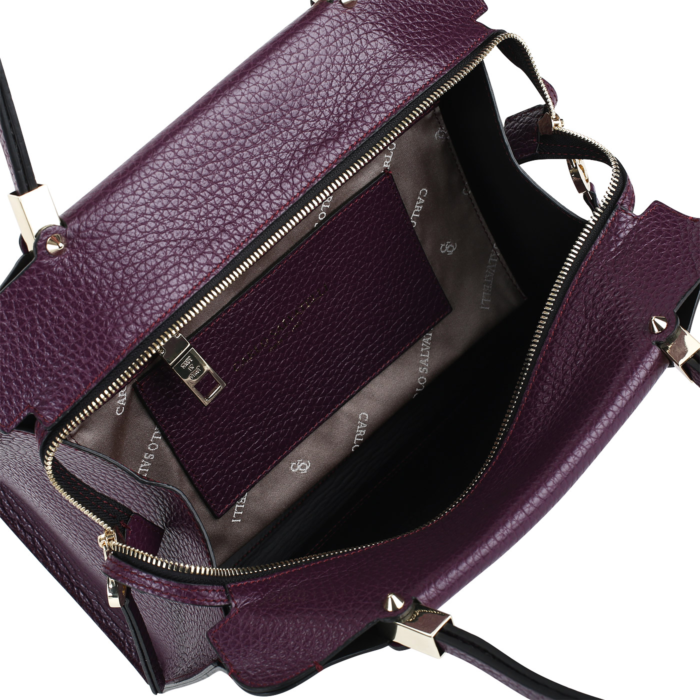 Кожаная сумка с замшевым карманом Carlo Salvatelli Cervino