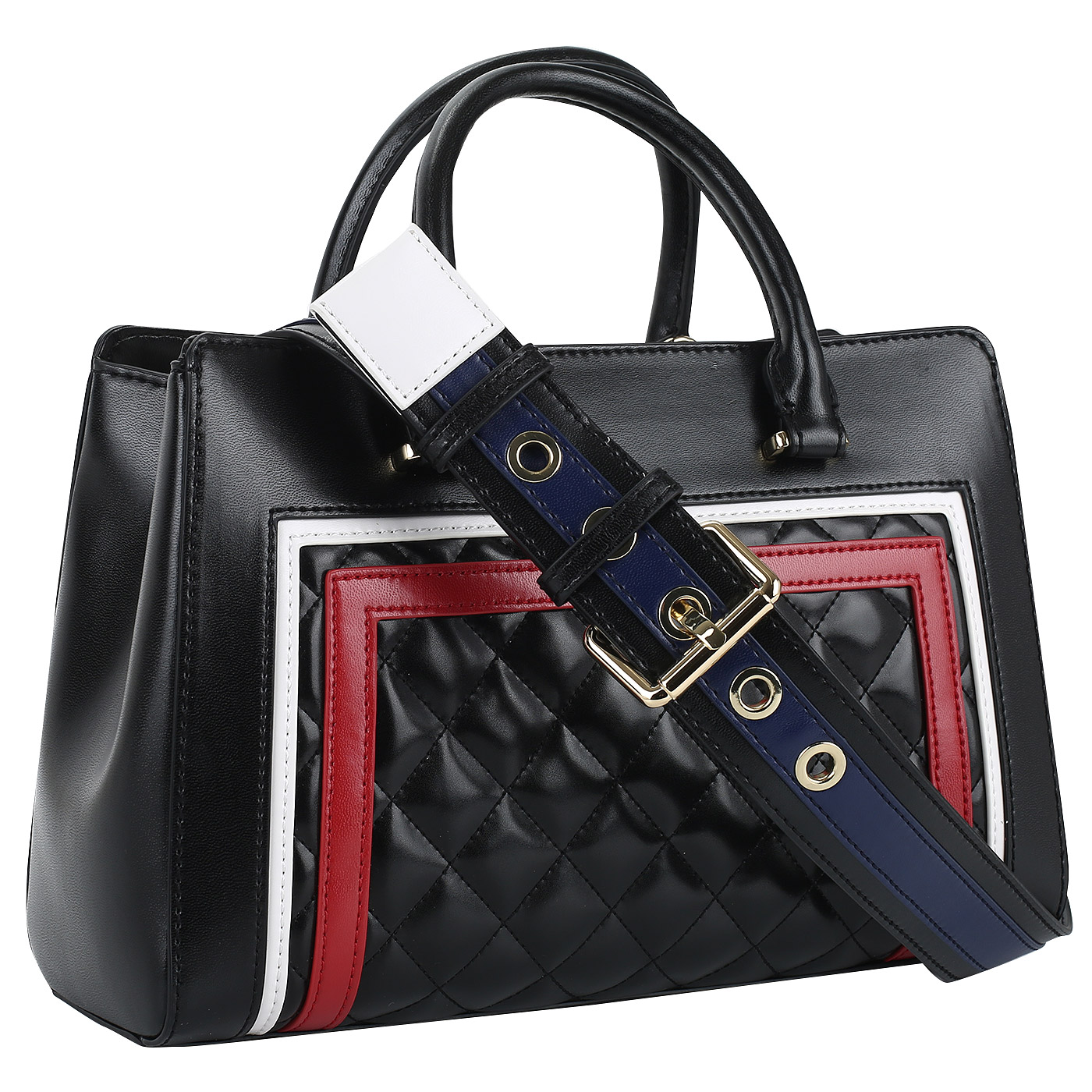 Сумка с широким плечевым ремнем Love Moschino Striped Quilted