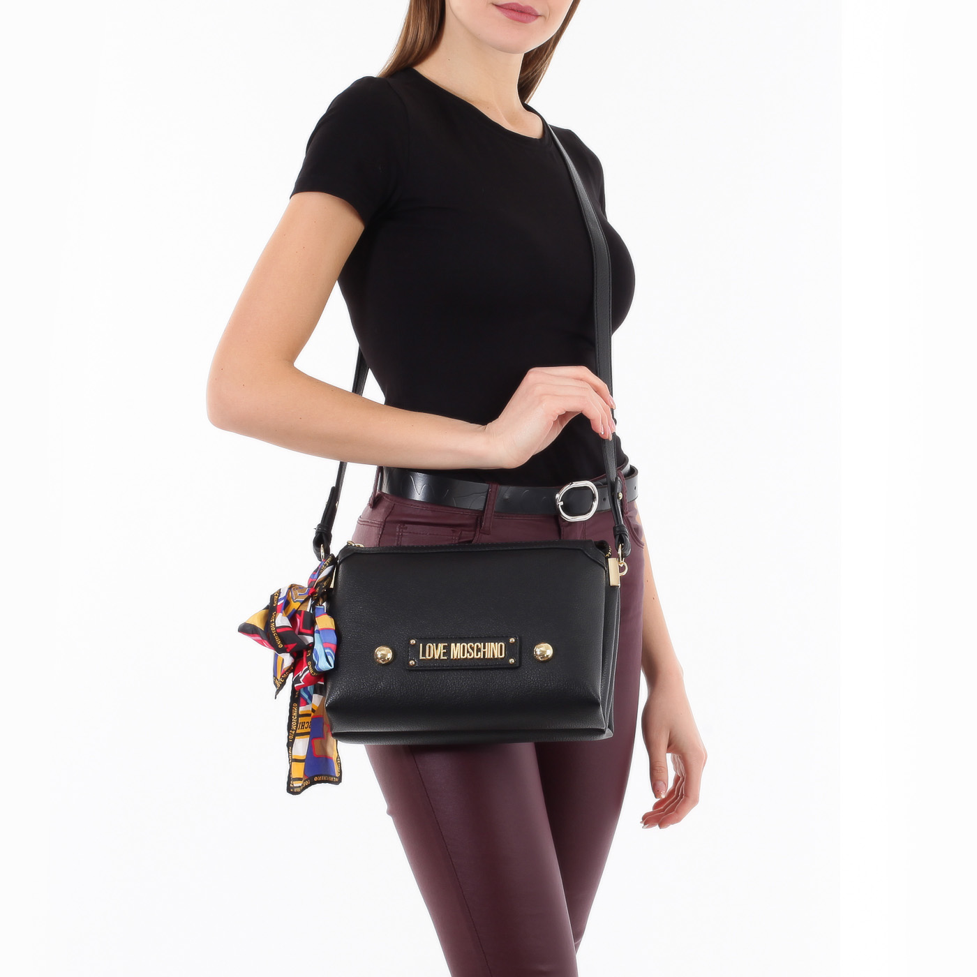 Сумочка через плечо с платком Love Moschino Lettering LM